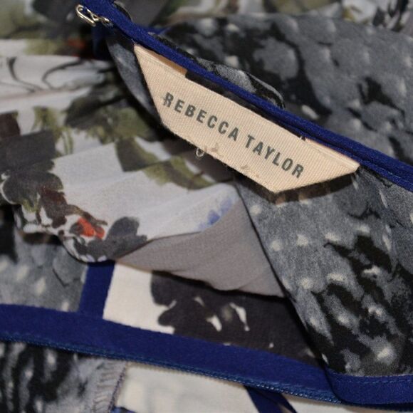 Rebecca Taylor Silk Cobalt Blue Colour Block Pleated Dress Sz S - Picture 4 of 9